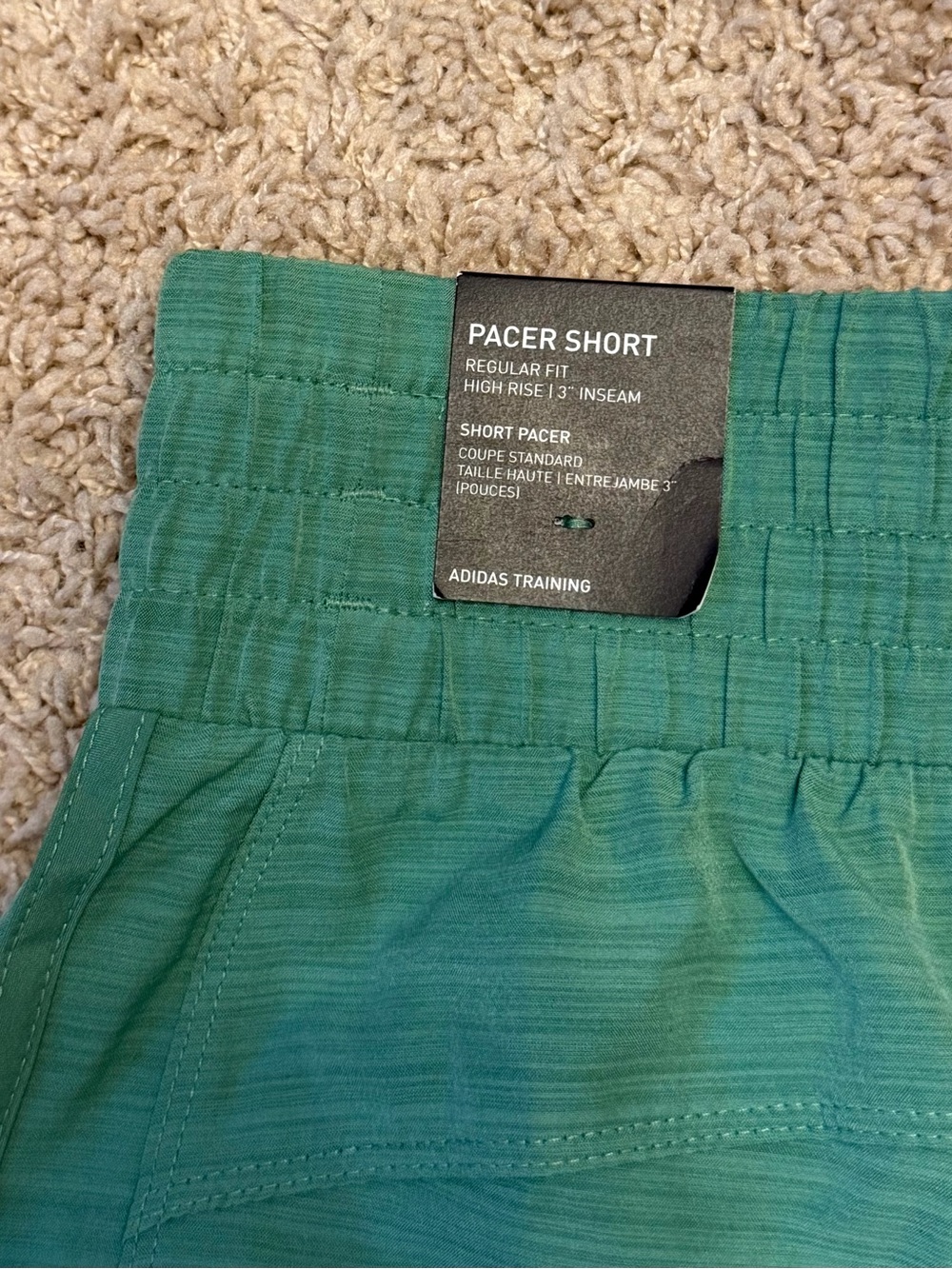 adidas Pacer Short in teal green size XS, 3” inseam